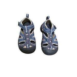 Keen Youth Blue Gray Closed Toe Hiking Sandals Adjustable Straps Size 11